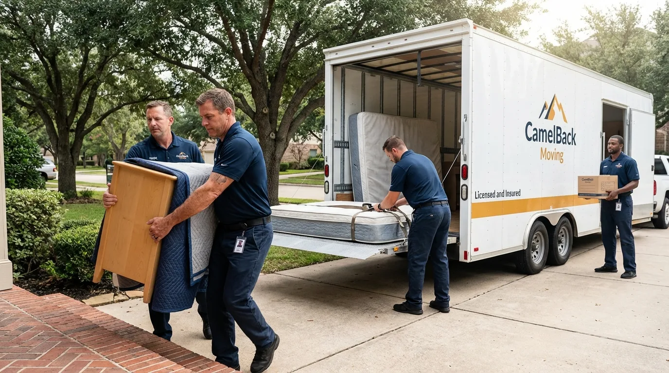 Crew loading residential truck for cross-state move from Saint Francis, KS