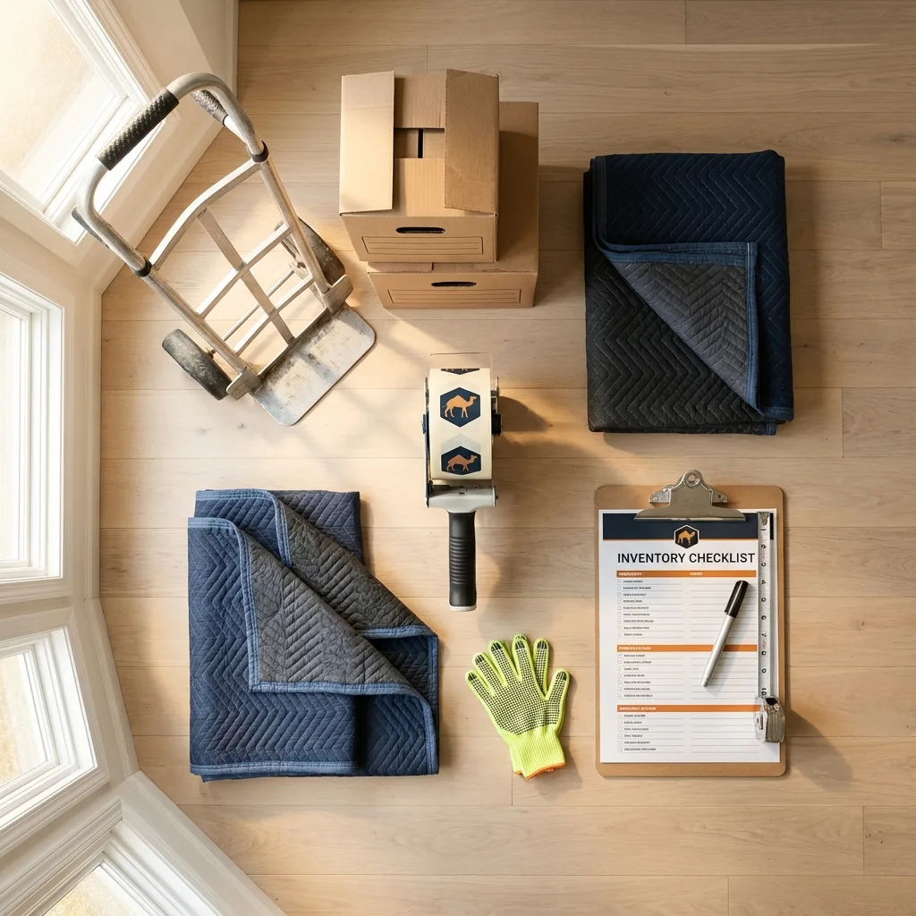 Professional moving supplies and packing materials layout for Saint Francis residential relocations